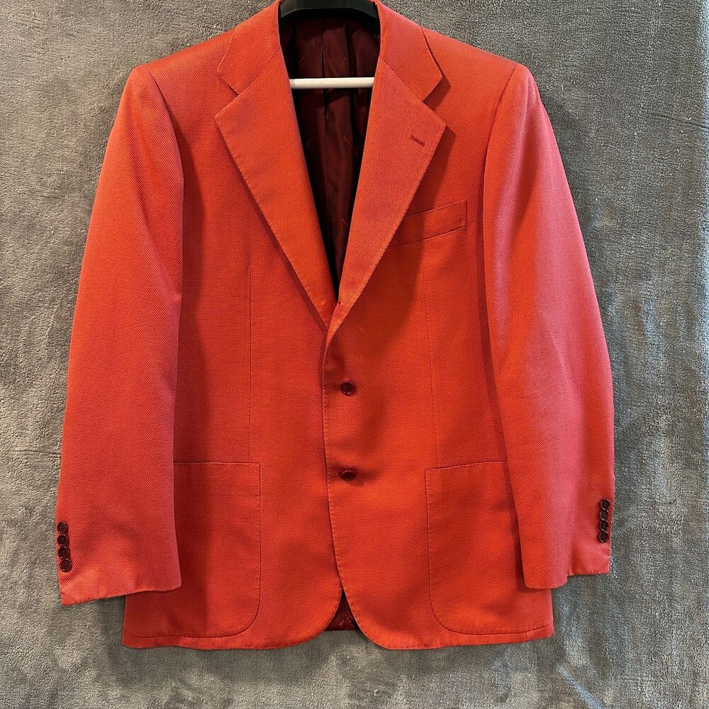 Kiton Napoli Rust Terracotta Cotton Textured Woven Sport Coat Blazer Italy 38R